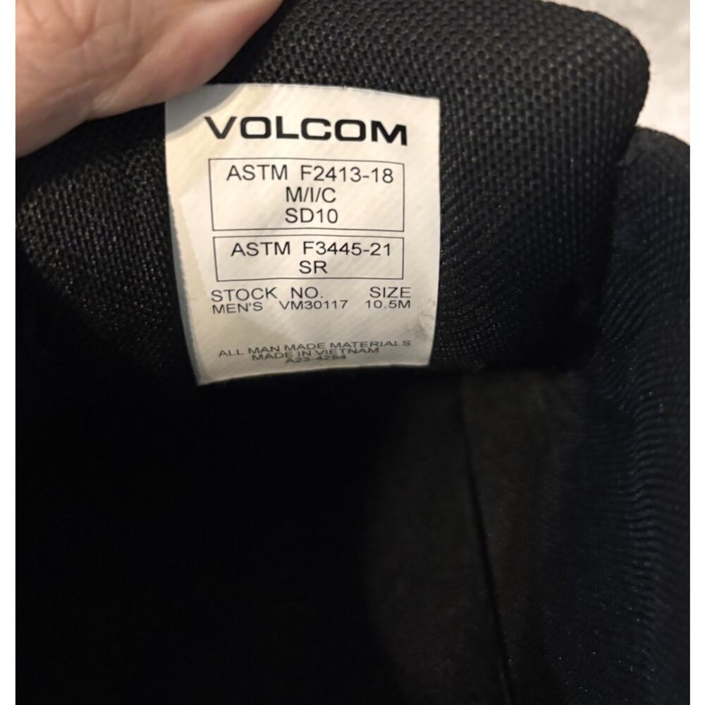Volcom Safety Shoes Mens 10.5 Black Canvas Gum Sole Skate Work Sneakers ASTM - Picture 9 of 9